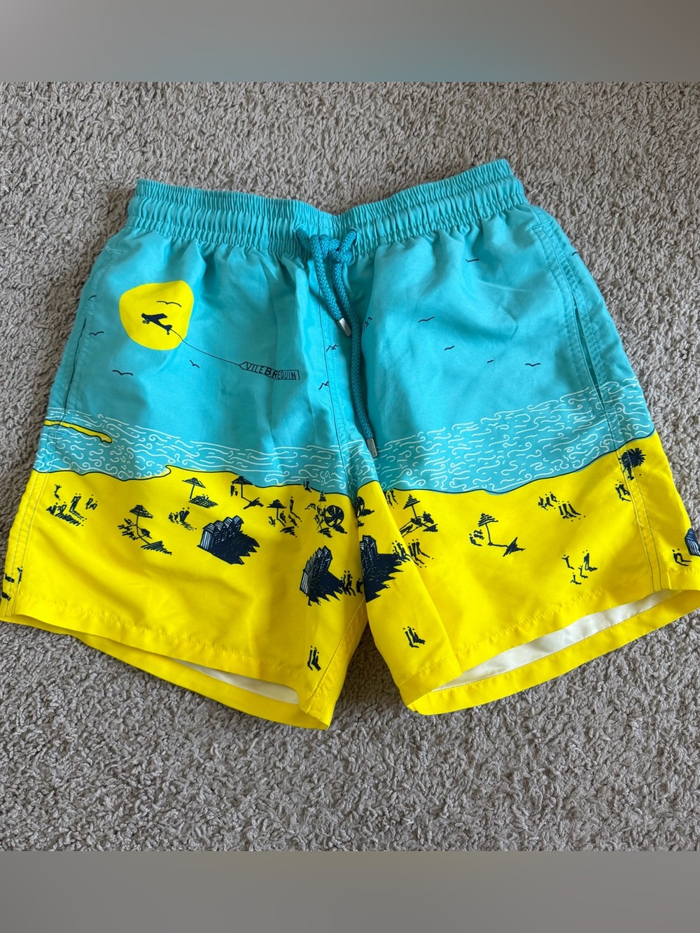 Vilebrequin Beach Print Swim Trunks Board Shorts